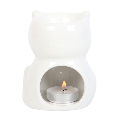 Shiny White Cat Oil Burner - ScentiMelti  Shiny White Cat Oil Burner