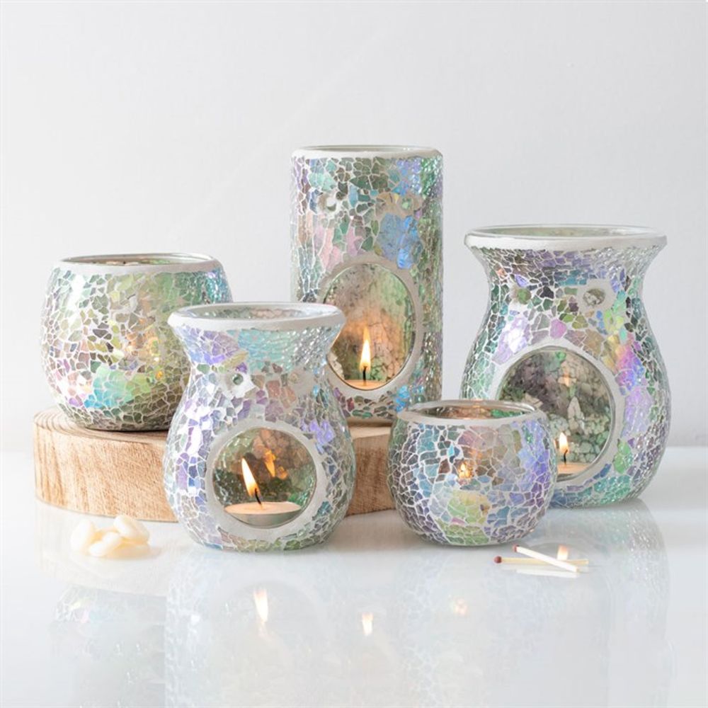 Small Light Blue Iridescent Crackle Oil Burner - ScentiMelti  Small Light Blue Iridescent Crackle Oil Burner