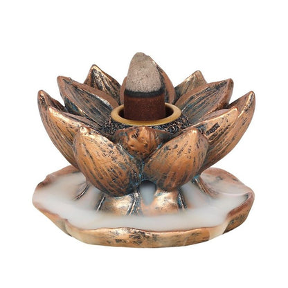 Bronze Lotus Backflow Incense Burner - ScentiMelti  Bronze Lotus Backflow Incense Burner