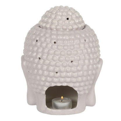 Large Grey Buddha Head Oil Burner - ScentiMelti  Large Grey Buddha Head Oil Burner