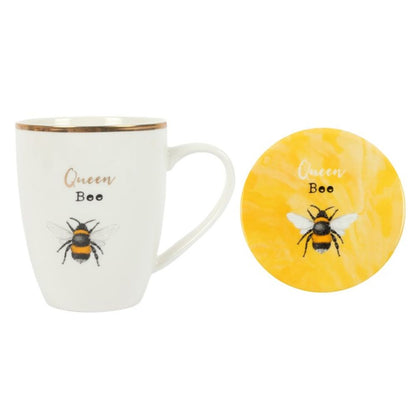 Queen Bee Ceramic Mug and Coaster Set - ScentiMelti  Queen Bee Ceramic Mug and Coaster Set