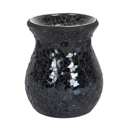 Small Black Crackle Glass Oil Burner - ScentiMelti  Small Black Crackle Glass Oil Burner