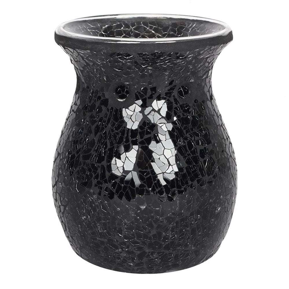 Large Black Crackle Oil Burner - ScentiMelti  Large Black Crackle Oil Burner