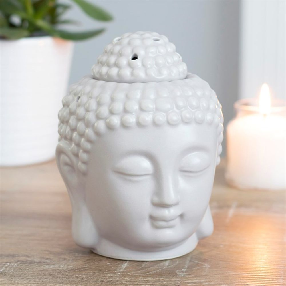 Small Grey Buddha Head Oil Burner - ScentiMelti  Small Grey Buddha Head Oil Burner