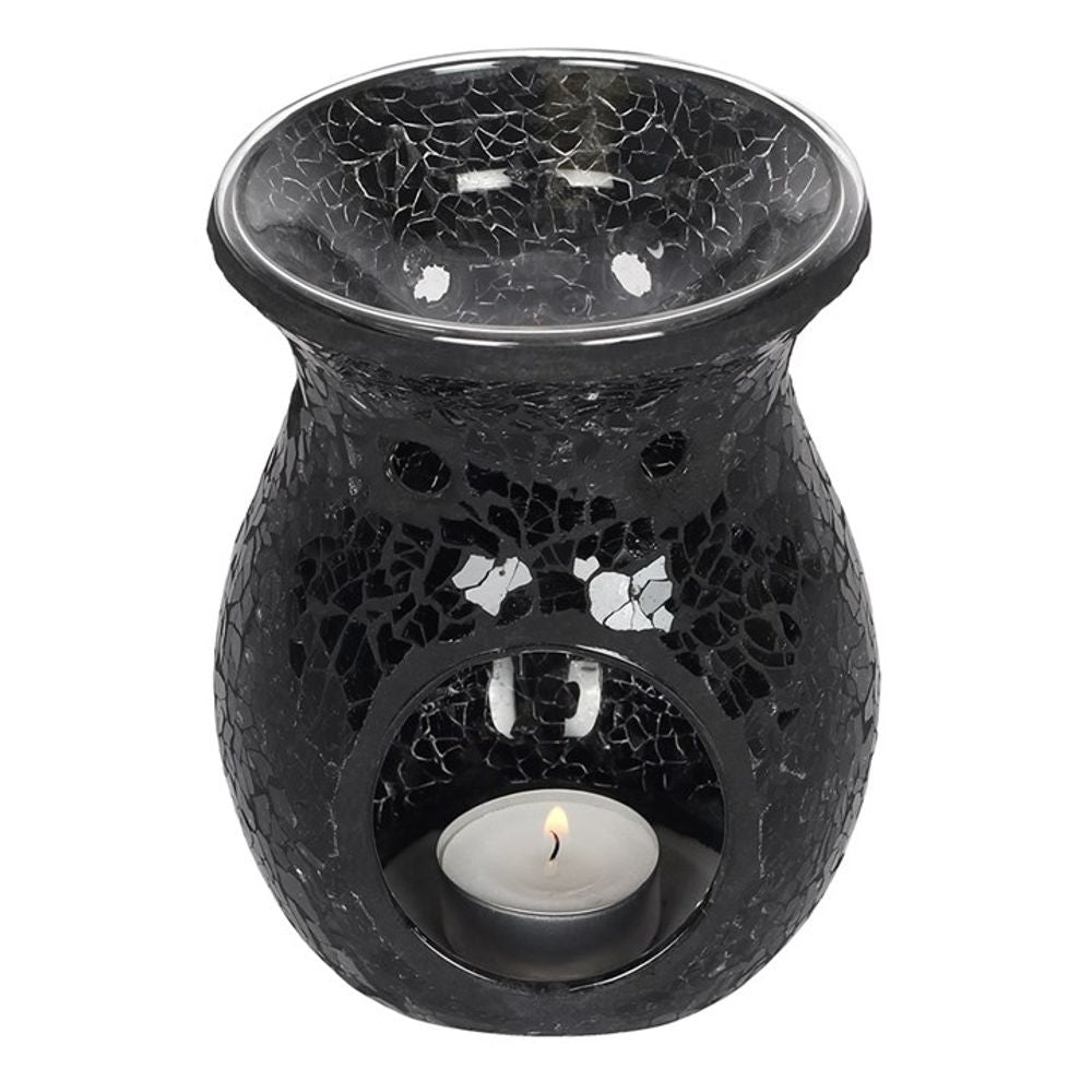 Large Black Crackle Oil Burner - ScentiMelti  Large Black Crackle Oil Burner