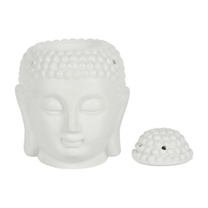 White Buddha Head Oil Burner - ScentiMelti  White Buddha Head Oil Burner