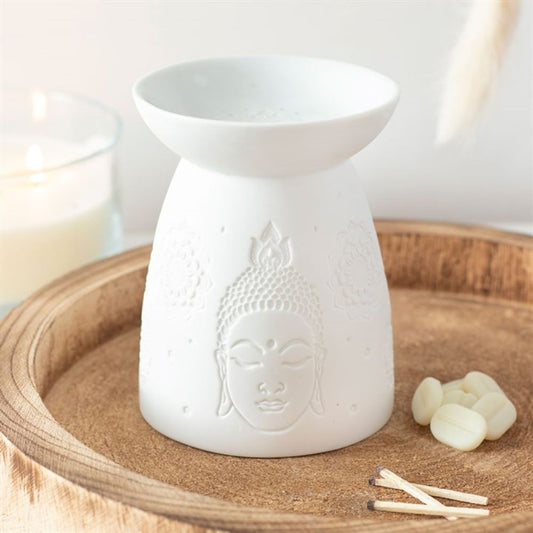 White Ceramic Buddha Face Oil Burner N/A ScentiMelti Wax Melts