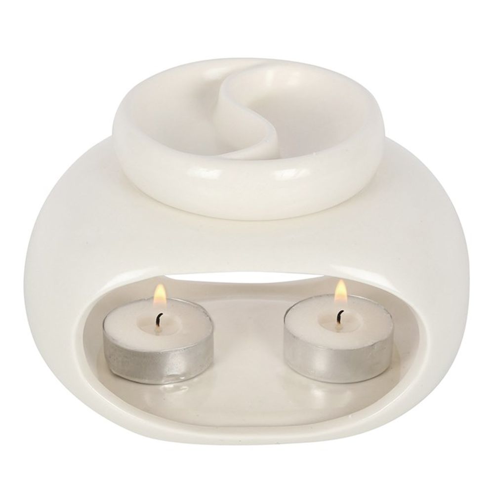 Off White Double Oil Burner - ScentiMelti  Off White Double Oil Burner