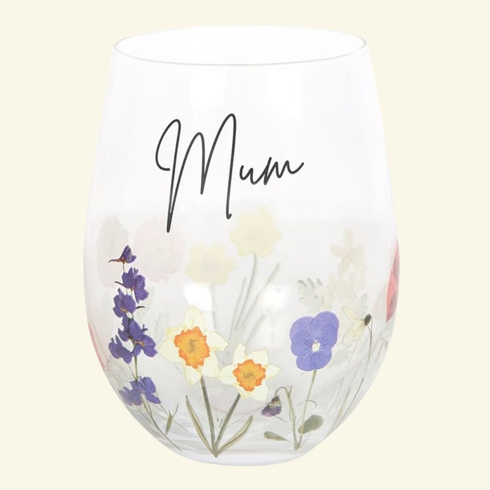 Mum Wildflower Stemless Glass - ScentiMelti  Mum Wildflower Stemless Glass