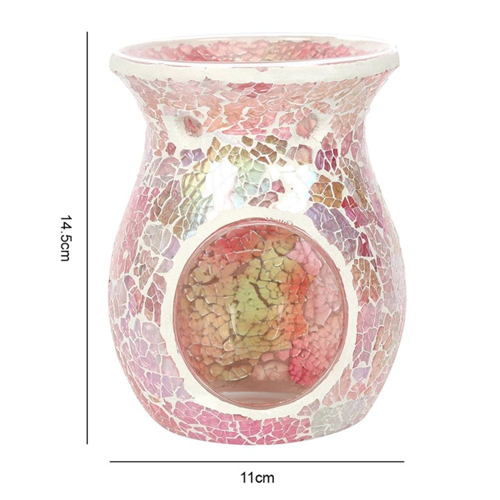 Large Pink Iridescent Crackle Oil Burner - ScentiMelti  Large Pink Iridescent Crackle Oil Burner