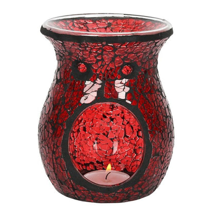 Large Red Crackle Glass Oil Burner - ScentiMelti  Large Red Crackle Glass Oil Burner