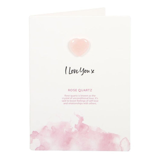 I Love You Rose Quartz Crystal Heart Greeting Card - ScentiMelti  I Love You Rose Quartz Crystal Heart Greeting Card