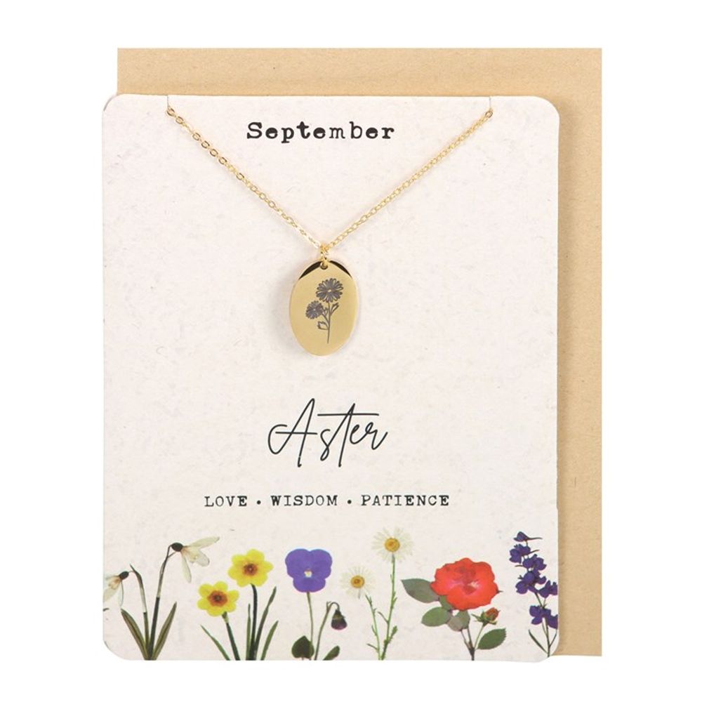 September Aster Birth Flower Necklace Card - ScentiMelti  September Aster Birth Flower Necklace Card