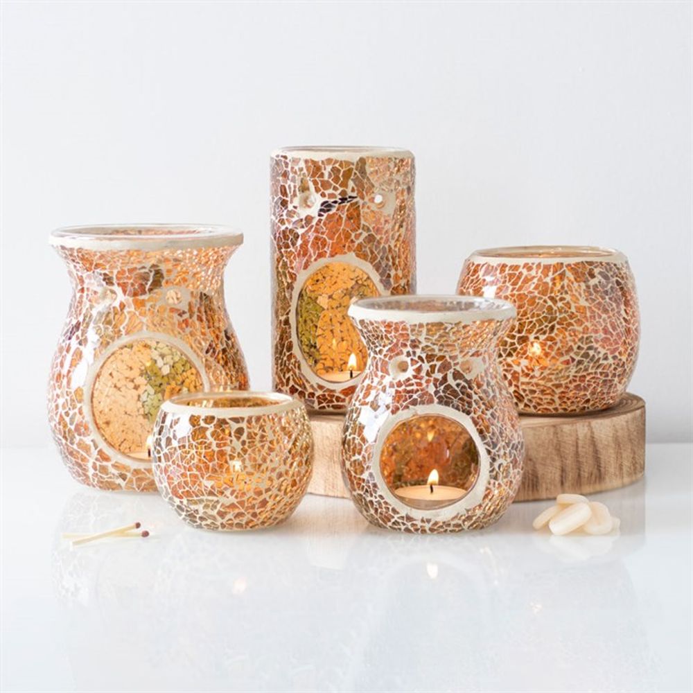 Pillar Brown Crackle Oil Burner - ScentiMelti  Pillar Brown Crackle Oil Burner