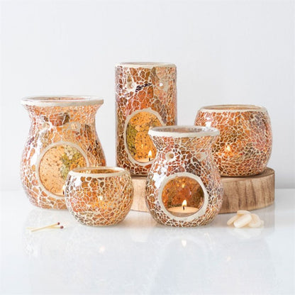 Pillar Brown Crackle Oil Burner - ScentiMelti  Pillar Brown Crackle Oil Burner