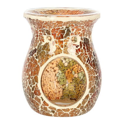 Large Brown Crackle Oil Burner - ScentiMelti  Large Brown Crackle Oil Burner