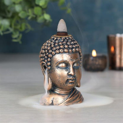 Bronze Buddha Head Backflow Incense Burner - ScentiMelti  Bronze Buddha Head Backflow Incense Burner