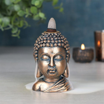 Bronze Buddha Head Backflow Incense Burner - ScentiMelti  Bronze Buddha Head Backflow Incense Burner