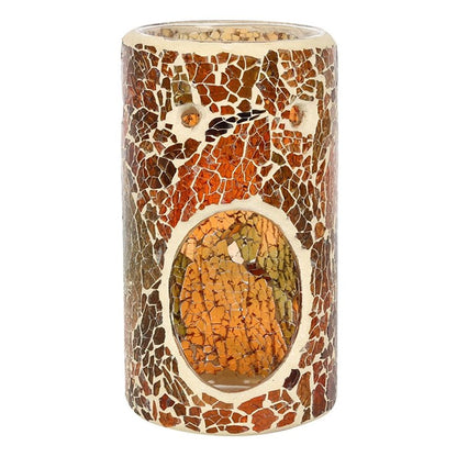 Pillar Brown Crackle Oil Burner - ScentiMelti  Pillar Brown Crackle Oil Burner