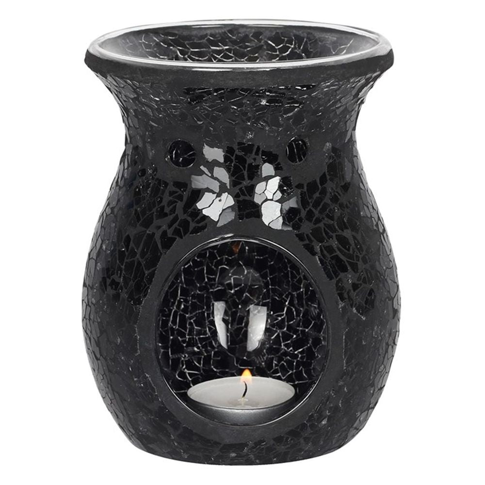 Large Black Crackle Oil Burner - ScentiMelti  Large Black Crackle Oil Burner