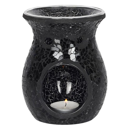 Large Black Crackle Oil Burner - ScentiMelti  Large Black Crackle Oil Burner