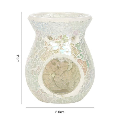 Small White Iridescent Crackle Oil Burner - ScentiMelti  Small White Iridescent Crackle Oil Burner