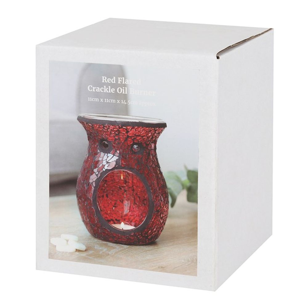 Large Red Crackle Glass Oil Burner - ScentiMelti  Large Red Crackle Glass Oil Burner