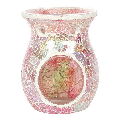 Large Pink Iridescent Crackle Oil Burner - ScentiMelti  Large Pink Iridescent Crackle Oil Burner