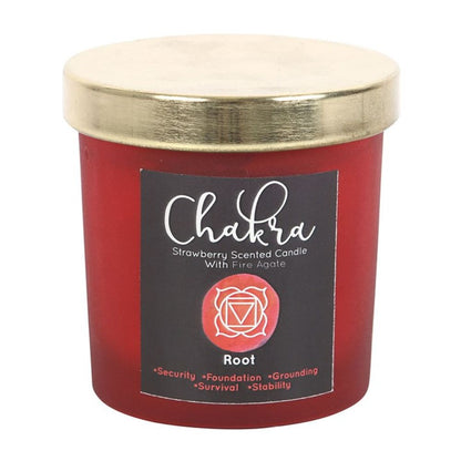 Root Chakra Strawberry Crystal Chip Candle - ScentiMelti  Root Chakra Strawberry Crystal Chip Candle