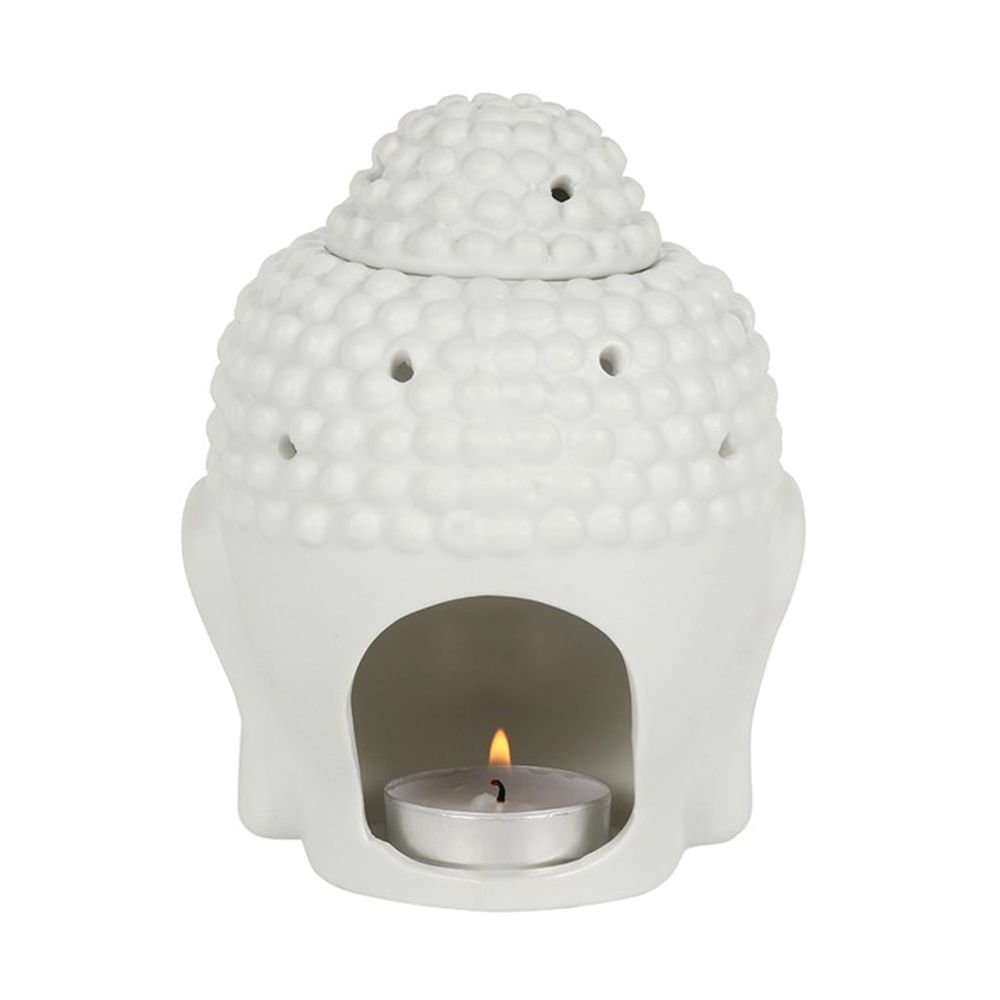 White Buddha Head Oil Burner - ScentiMelti  White Buddha Head Oil Burner