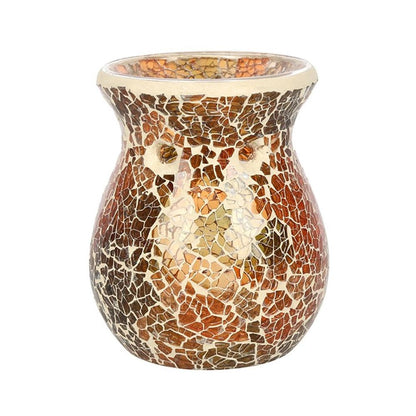 Small Brown Crackle Oil Burner - ScentiMelti  Small Brown Crackle Oil Burner