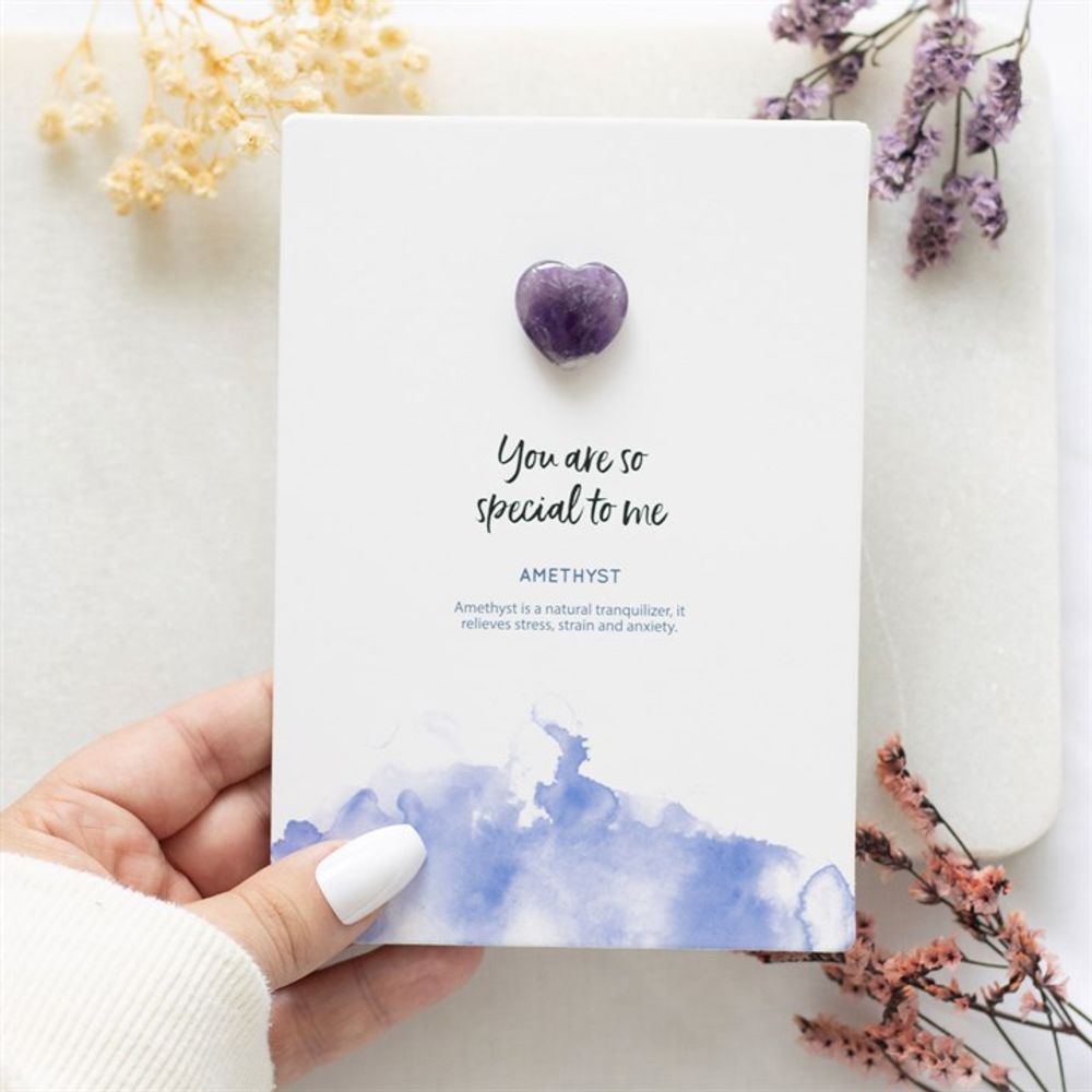 Special To Me Amethyst Crystal Heart Greeting Card - ScentiMelti  Special To Me Amethyst Crystal Heart Greeting Card