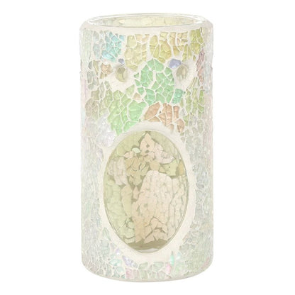 Pillar White Iridescent Crackle Oil Burner - ScentiMelti  Pillar White Iridescent Crackle Oil Burner