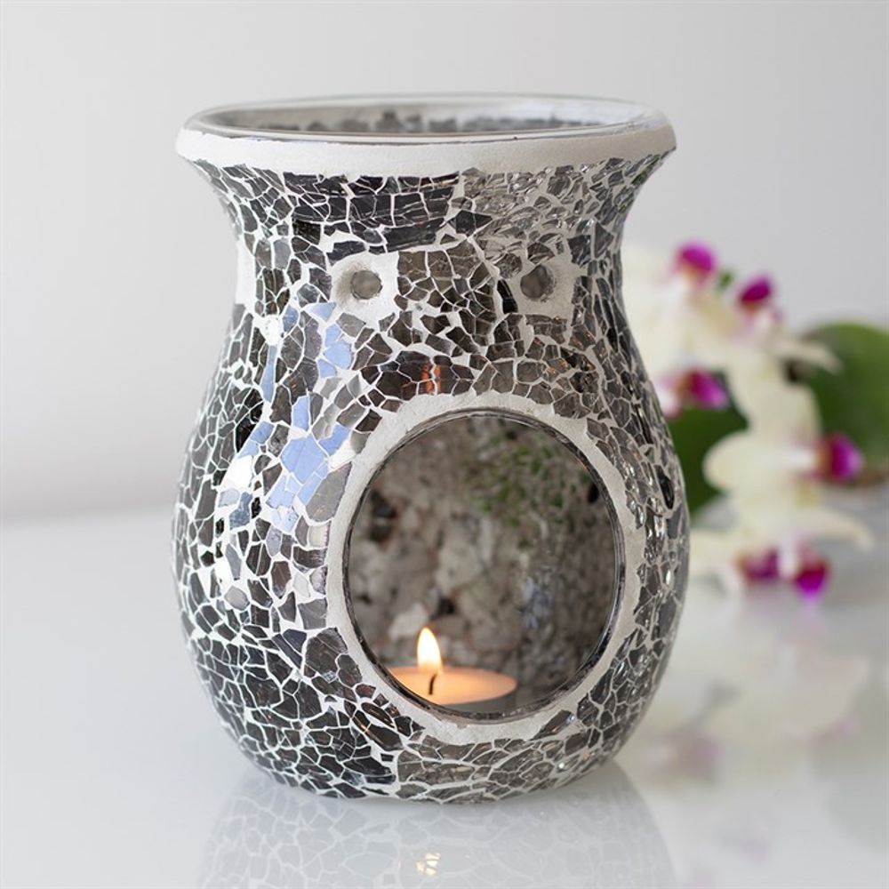 Large Gunmetal Grey Crackle Oil Burner - ScentiMelti  Large Gunmetal Grey Crackle Oil Burner