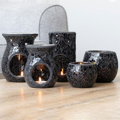 Large Black Crackle Oil Burner - ScentiMelti  Large Black Crackle Oil Burner