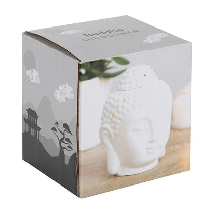 White Buddha Head Oil Burner - ScentiMelti  White Buddha Head Oil Burner