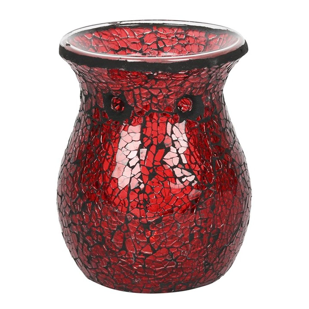 Large Red Crackle Glass Oil Burner - ScentiMelti  Large Red Crackle Glass Oil Burner