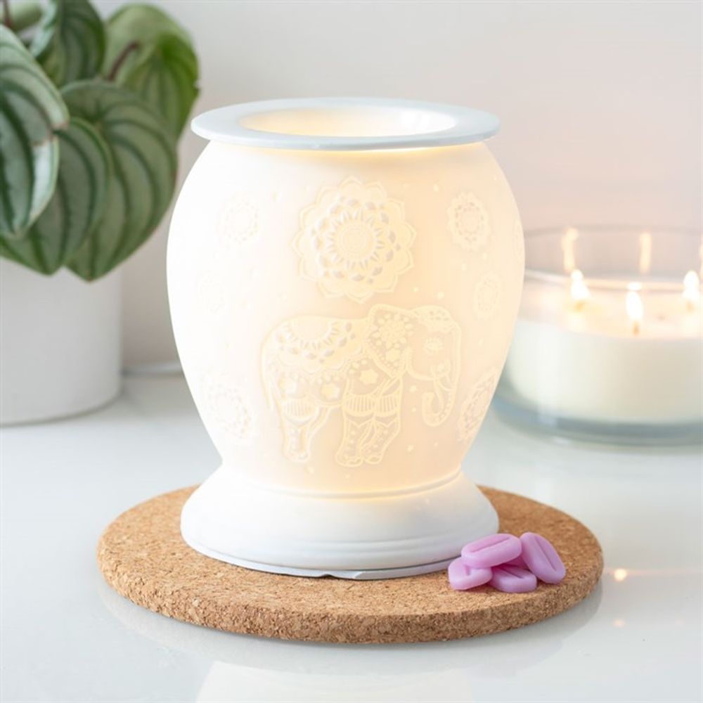 Elephant White Ceramic Electric Oil Burner - ScentiMelti  Elephant White Ceramic Electric Oil Burner