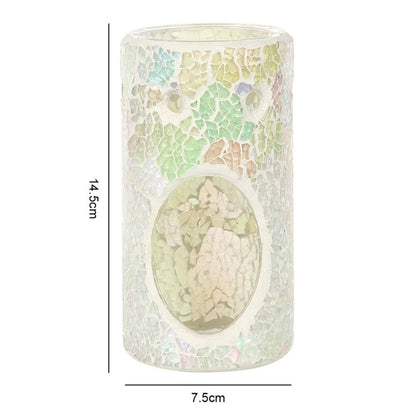 Pillar White Iridescent Crackle Oil Burner - ScentiMelti  Pillar White Iridescent Crackle Oil Burner