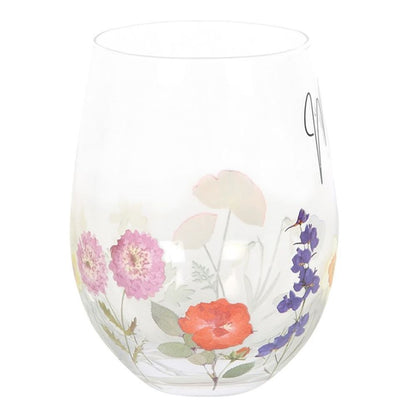 Mum Wildflower Stemless Glass - ScentiMelti  Mum Wildflower Stemless Glass