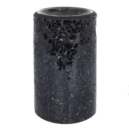 Black Crackle Glass Pillar Oil Burner - ScentiMelti  Black Crackle Glass Pillar Oil Burner