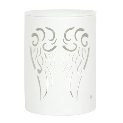 White Angel Wings Cut Out Oil Burner - ScentiMelti  White Angel Wings Cut Out Oil Burner