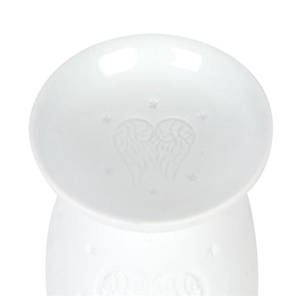 White Ceramic Angel Wings Oil Burner - ScentiMelti  White Ceramic Angel Wings Oil Burner