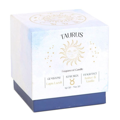 Taurus Amber & Vanilla Gemstone Zodiac Candle - ScentiMelti  Taurus Amber & Vanilla Gemstone Zodiac Candle