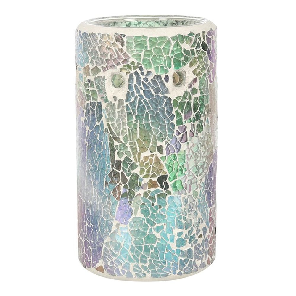 Pillar Light Blue Iridescent Crackle Oil Burner - ScentiMelti  Pillar Light Blue Iridescent Crackle Oil Burner