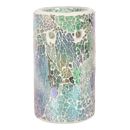 Pillar Light Blue Iridescent Crackle Oil Burner - ScentiMelti  Pillar Light Blue Iridescent Crackle Oil Burner