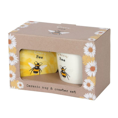 Queen Bee Ceramic Mug and Coaster Set - ScentiMelti  Queen Bee Ceramic Mug and Coaster Set