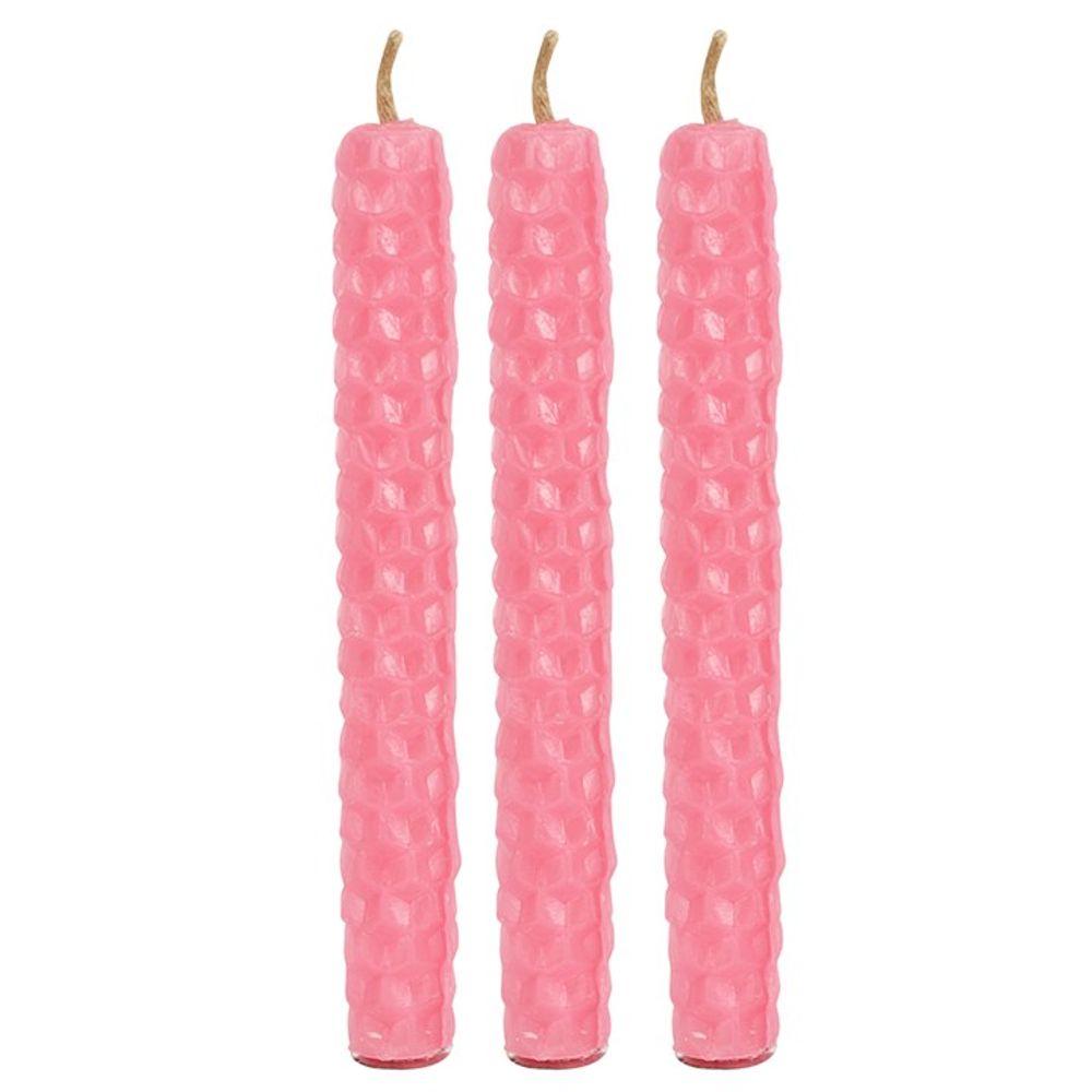Set of 6 Pink Beeswax Spell Candles - ScentiMelti Wax Melts
