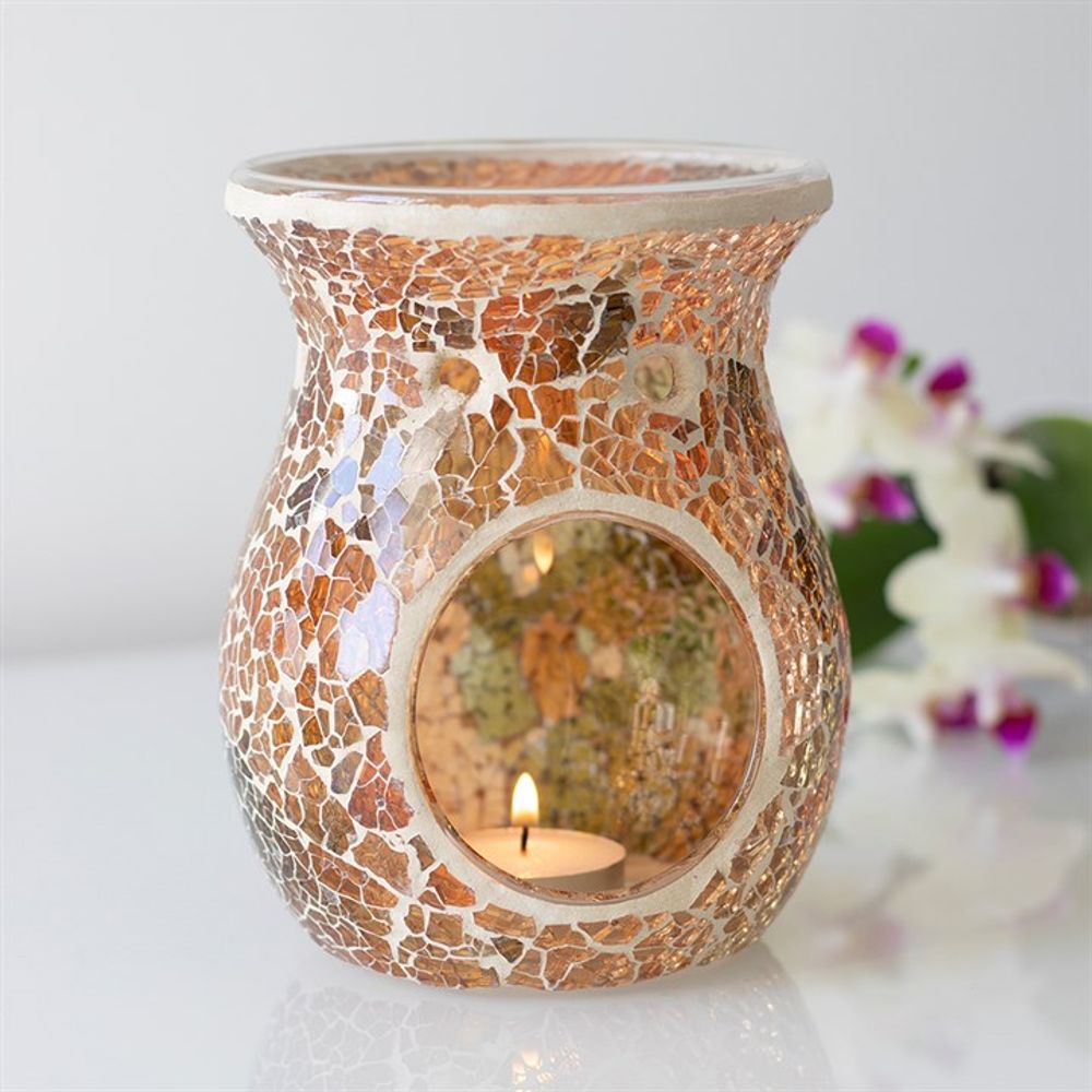 Large Brown Crackle Oil Burner - ScentiMelti  Large Brown Crackle Oil Burner