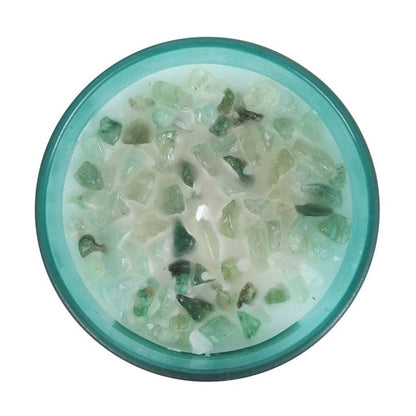 Heart Chakra Mint Crystal Chip Candle - ScentiMelti  Heart Chakra Mint Crystal Chip Candle